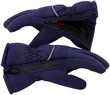 Andy & Evan Kids' Waterproof Snow Gloves Winter Gloves Side Zippers Touchscreen Ski Snowboard Sledding W/ Warm Fleece Palms, Navy, Size 9-10