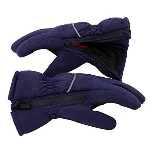 Andy & Evan Kids' Waterproof Snow Gloves Winter Gloves Side Zippers Touchscreen Ski Snowboard Sledding W/ Warm Fleece Palms, Navy, Size 9-10 #TOP3