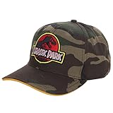Jurassic Park Camo Dinosaur Pre-Curved Embroidered Logo Snapback Hat