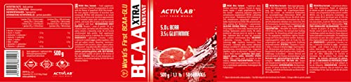 Foto von Activlab BCAA Xtra Instant 500g, 5000mg Aminosäuren, 3500mg L-Glutamin, Unterstützt Muskelwachstum und Regeneration - Ideal für Ausdauer und Bodybuilding - Optimaler Grapefruit-Geschmack, BCAA 2:1:1