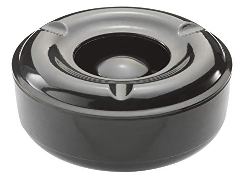 Beaumont Ashtray for Outside Patio Black 146mm - Portable, Windproof, Melamine, Easy to Clean CZ572