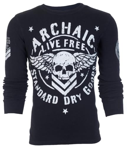 Archaic by Affliction Men's Long Sleeve Thermal Shirt Strong Crest