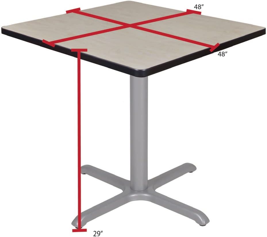 Regency Cain 48 in. Large Square X-Base Breakroom Table- Maple Top, Grey Legs
