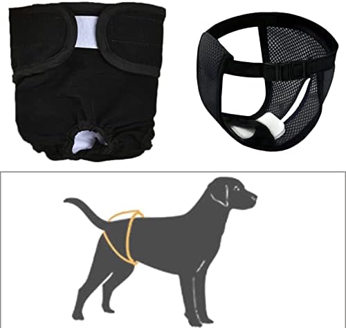 2 Packs Reusable Dog Diapers, DKDDSSS Dog Nappies, Washable Dog Period Heat Pants Knickers, Adjustable Sanitary Wraps Panties for Female Pets (L, XL)