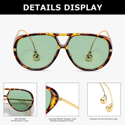 Trendy Oversized Aviator Sunglasses for Women Men Retro Big Round Sun Glasses Vintage Shield Shades CS0123