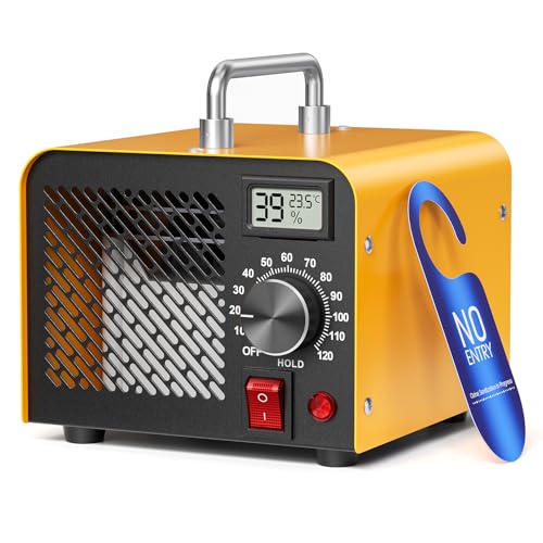 Generador de ozono 60000 mg/h, purificador de aire con ozono para 320 m², con temporizador de 120 minutos y termohigrómetro, Ideal para Eliminar Olores como Humo, Mascotas, Cocina (Versión Básica)