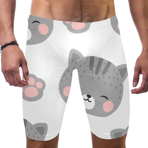 Bañador largo de natación para entrenamiento de carrera tipo jammer gris con gato