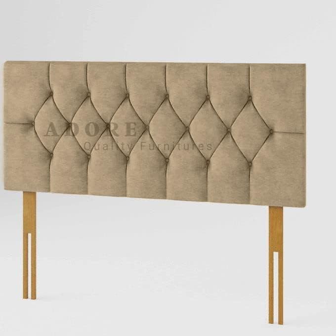 Chesterfield Padded Lined Divan Bed Headboard | Plush Velvet Headboards for 6ft Super King Bed Frame | Elegant design wooden material headboards for beds (Coffee, 6ft Super King Height-20inch)