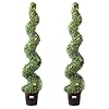 Vevor artificial boxwood topiary tree 60 inch tall 2 pieces spiral faux topiary trees faux plant wextra leaves pot small decoration uv rated greenery set for home decor indooroutdoor  urban country home decor