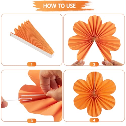 Image of SUNBEAUTY 9 Pcs Hot Pink and Orange Paper Flowers Decorations for Wall, Spring Summer Vibrant Decorations for Wall Rock Party Girl Groovy Birthday Baby Shower Wedding Bachelorette Room Hanging Decor