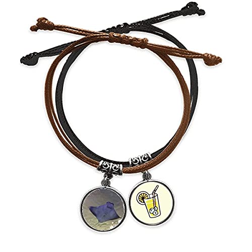 Bracelet Ocean Ray cuir et cordon chaîne de main science nature photo pour homme
