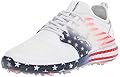 Puma Men's Ignite Pwradapt Caged Stars And Stripes Golf Shoe, Puma White-Peacoat-High Risk Red, 10