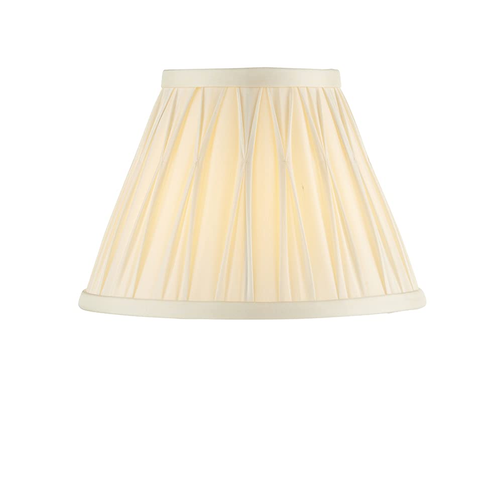 Endon 94362 Chatsworth 8 Inch Modern Tapered Drum Light/Lamp Shade Ivory Silk Fabric Pleat Design Lamp Shade Only