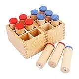 HLS trade Montessori Klangzylinder-Set Sinnesmaterial Klangbox Frühförderspielzeug mit Holzkiste Kinder Lernspielzeug