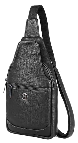 Image of WildHorn Leather Sling Crossbody Bag for Men, Stylish Chest Shoulder Bag for Men Women, Adjustable Strap for Commuting Travel Outdoor Activities Cycling