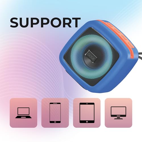Image of OOGE Vibebox 1000 Bluetooth Speaker | 7W Wireless Speaker with AUX & USB Port | RGB Lights | Type-C Charging | Bluetooth 5.3 | Deep Bass | Compact & Stylish | Blue