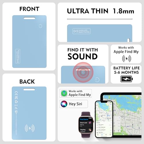 Wallet Tracker Card, Air Tracker Tags 2-Pack (iOS Only) - Work with Apple Find My, Slim Bluetooth Tracker Smart Card Wallet Finder, IP68 Waterproof, Item Locator for Luggage Tags, Passports, Purse