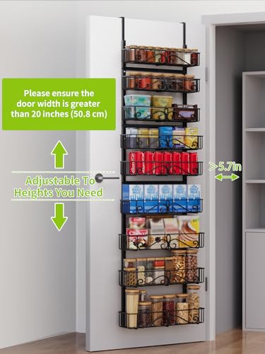NQW 9-Tier Over Door Storage Rack, Heavy Duty Metal Hanging Organizer for Kitchen, Black - image 3