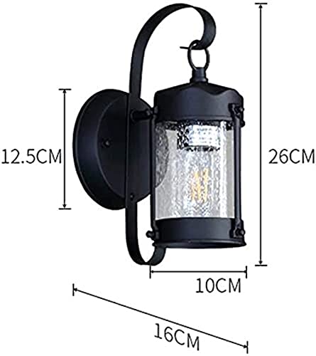 Applique murale extérieur rustique lanterne étanche verre semé noire LED - 7