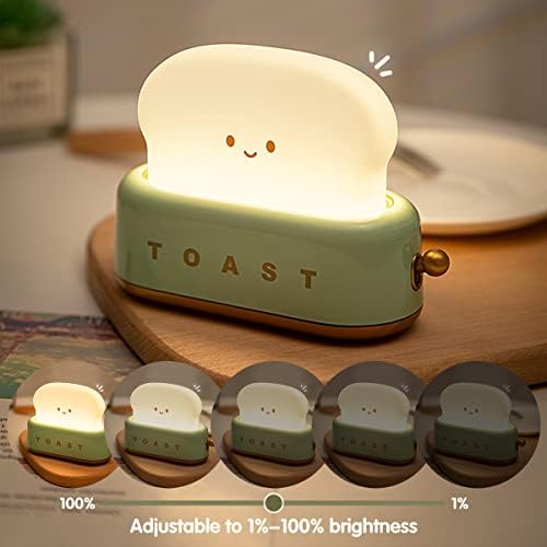 Hands DIY Toast Night Light Cute Bread LED Night Lamp Creative USB Charging Light Portable Bedroom Bedside Sleep Light Timer and Dimmable for Teenager Boys Girls Birthday Toast Night Light(green)
