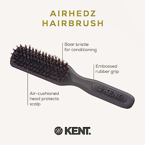 Kent AirHedz Pro Narrow Pure Bristle Paddle Brush Graphite Grey - Image 4