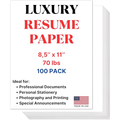 Cranium Press 70lb Luxury Resume Paper Bright White 8.5 x 11 Business Paper | 100 Sheets Perfect for for Resumes Letterhead Invitations and Professional Documents