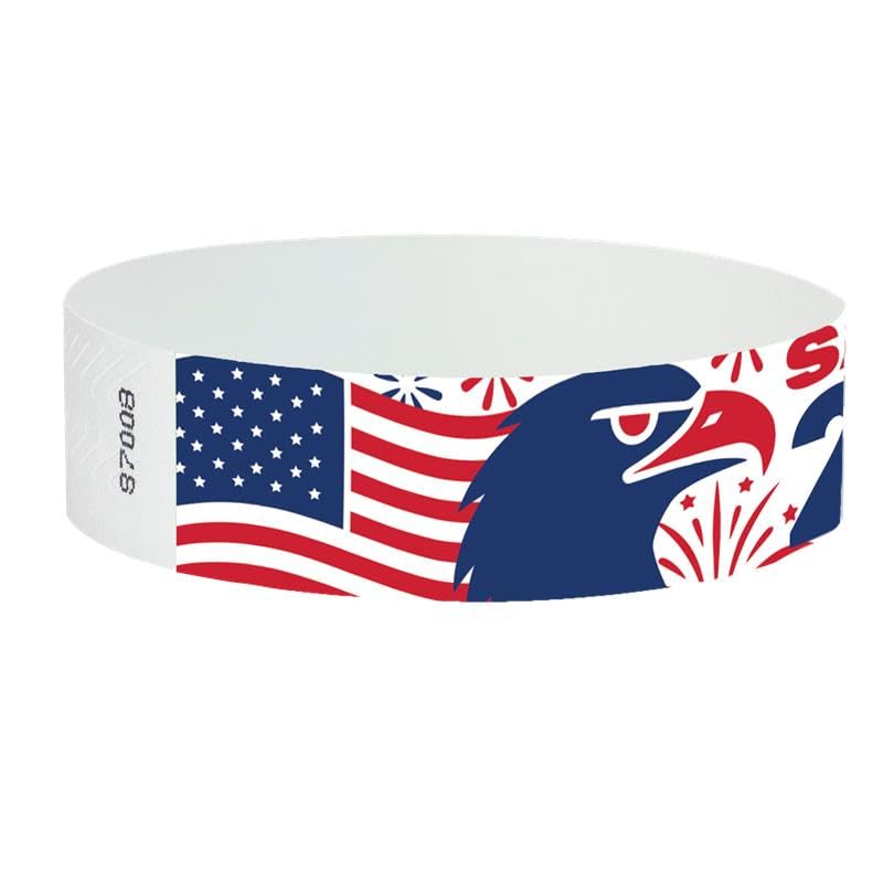 Image of 500 WristCo Red, White, and Boom 250 Tyvek Wristbands for Events - Comfortable Tear Resistant Paper Bracelets ID Wrist Bands for Concerts Festivals Admission Party Identification