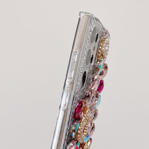 Changjia for Samsung Galaxy S25 Glitter Bling Case, Cute Luxury 3D Sparkle Crown Crystal Rhinestones Diamond Stunning Gems Pearl with Lanyard Wrist Strap Women Girls Phone Case for Galaxy S25,Hot Pink by Changjia - Used condition - Image 6