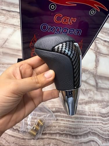 Image of CarOxygen GR Sport Carbon Fiber Gear Knob - Universal Car Gear Shift Knob with Red Stripe, Premium Racing Style Shifter Handle Manual Cars (2)