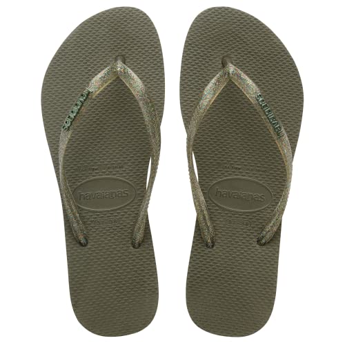 Chinelo Havaianas Slim Logo Metallic Feminino, Musgo, 39/40