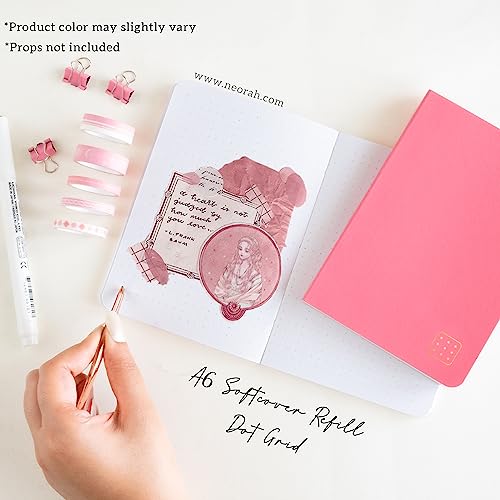 Image of NEORAH -A6 Dotgrid Notebook SOFT COVER Organiser REFILL|Dotted notebook Journal | 110 GSM |160 pages (Size 14.8 cm x 10.5 cm) Planner Journaling Writing Note Taking Diary,Travellers journal - PINK