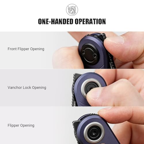 Image of Vosteed Corgi V EDC Pocket Knife - 2.36 inch 14C28N Black Stonewash Blade - Patented Vanchor Lock, Dark Slate Blue Aluminum Handle - Camping, Hunting Knives - A3723