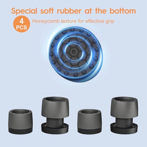 Image of Anti-Vibration Pads for Washing Machine | Heavy Duty Shock Absorbing & Noise Reduction Rubber Pads | Extra Large Adjustable Stand for Front & Top Load Washer, Dryer & Refrigerator