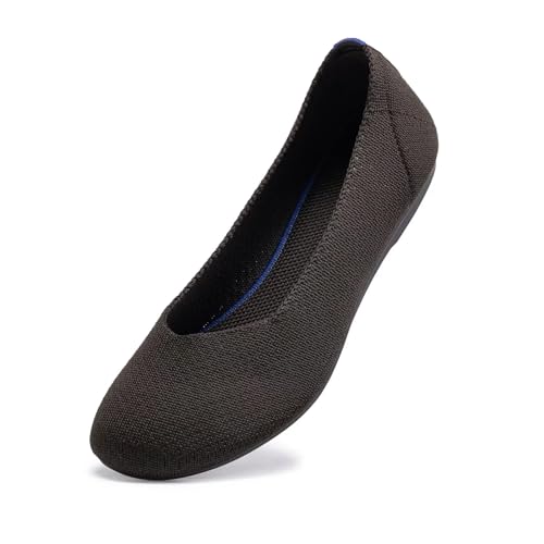 Image of Frank Mully Women's Ballet Flat Shoes Knit Dress Shoes Round Toe Slip On Ballerina Flats for Woman Low Wedge Comfort Soft