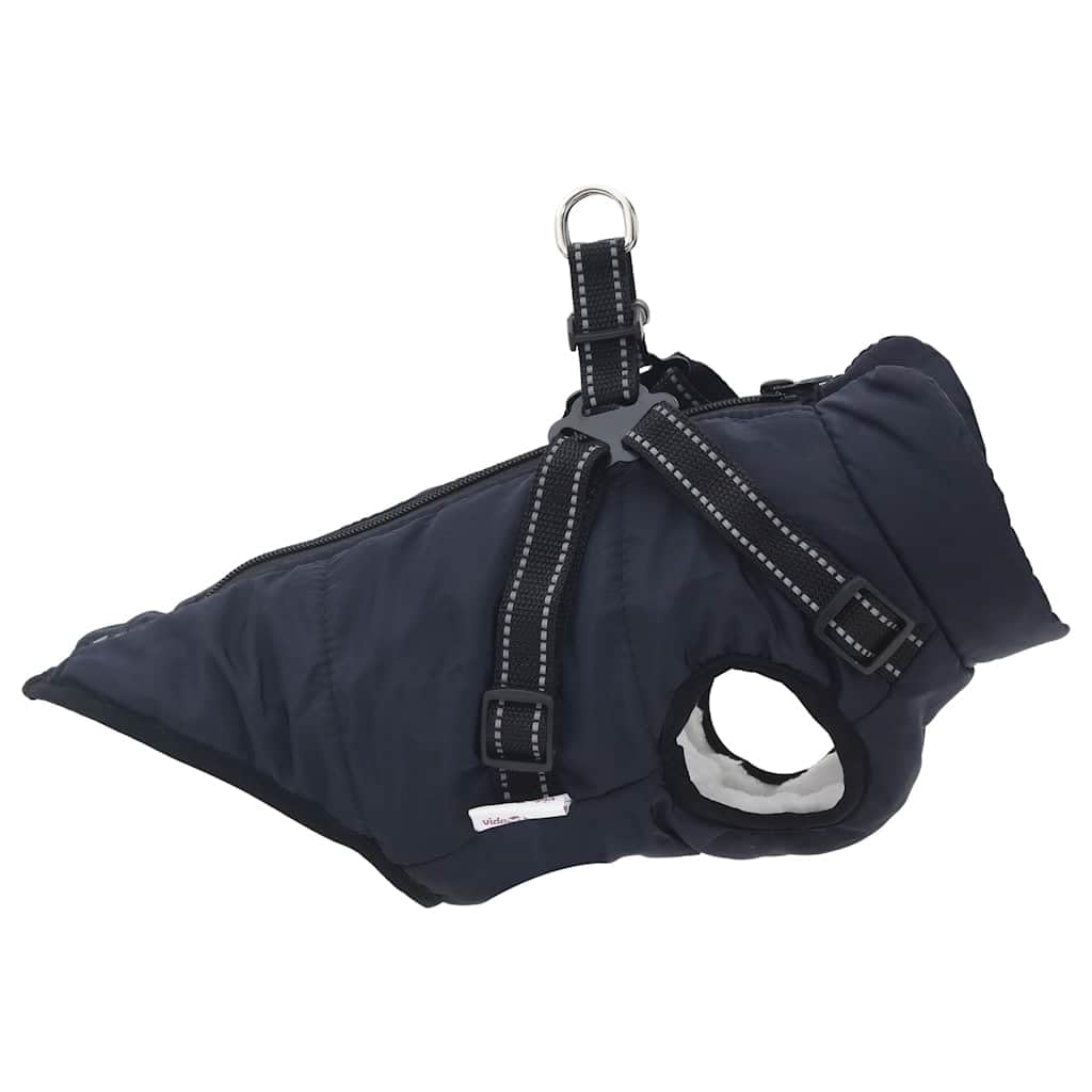 Abrigo para perro arnés impermeable azul marino L32 con arnés ajustable reflectante y forro cálido para invierno al aire libre paseos en lluvia y viento
