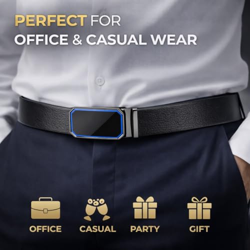 Image of Men's Auto Lock Belt with elegant design | Premium Vegan Leather | Adjustable Ratchet Belt | No Hole Design | Perfect Fit Waist 28-42 Inches for Office