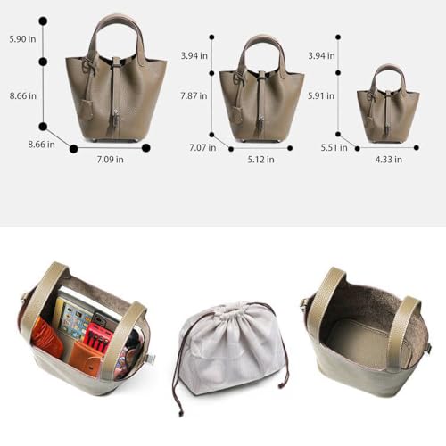Genuine Leather Bucket Bag Purse For Women Handbag With Lock Design Versatile Shoulder Bag3