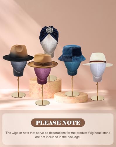 Support de tête de mannequin en velours avec base rétractable beige - 3