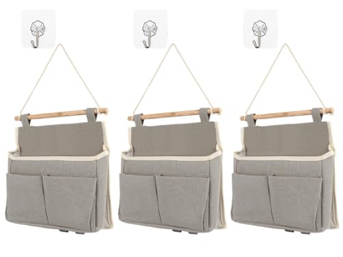 Kellegour 3 organizadores colgantes de 3 compartimentos, bolsa de almacenamiento de pared, organizador colgante, organizador de pared con ganchos, bolsa de almacenamiento colgante para casa, pasillo,
