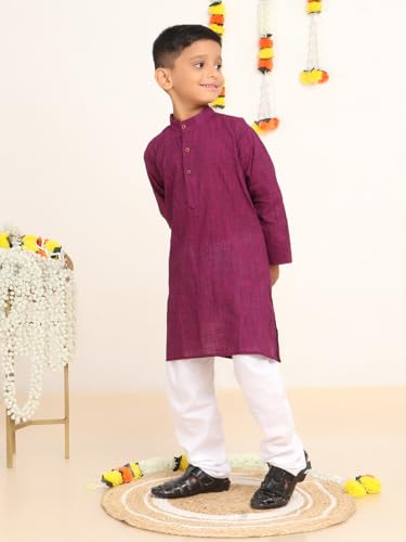 Image of BABA AND BABY Boy's Cotton Kurta Pyjama Set