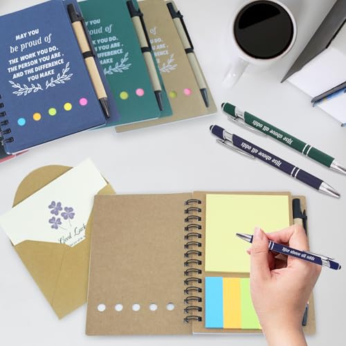 Image of 10 Set Motivational Pens Notebook Gifts,Bulk Thank You Teacher Appreciation Gift Inspirational Notebook,Top Spiral Notepads Party Favors,Notepads for Student Volunteer Employee Coworker