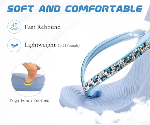 Image of KuaiLu Women's Rhinestone Flip Flops Arch Support Yoga Mat Cushion Sandals