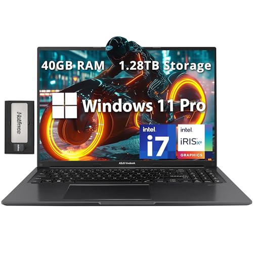Image of ASUS Vivobook 16 inch WUXGA Laptop, Intel i7-1255U, 40GB RAM, 1.28TB Storage(1TB SSD+288GB Docking Station Set), Intel Iris Xe Graphics, Numeric Keypad, WiFi 5, Win 11 Pro, Black