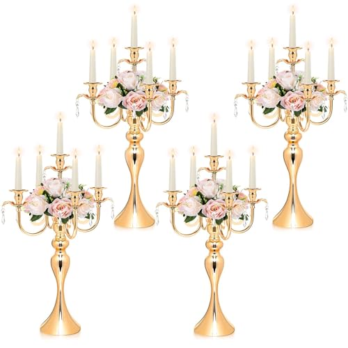 20.3'' Tall 5 Arm Candelabra Centerpiece for Table, Metal Elegant