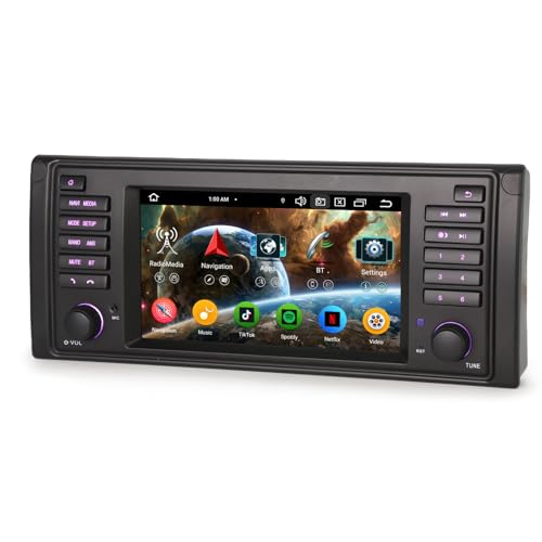 Erisin 8-Core 4GB RAM+64GB ROM Android 14 Radio Coche Estéreo de Automóvil para BMW Serie 5 E39 M5 7' GPS Navegación IPS Wireless CarPlay Android Auto DSP Bluetooth 5.0 WiFi 4G Dab+ USB Canbus OBD2