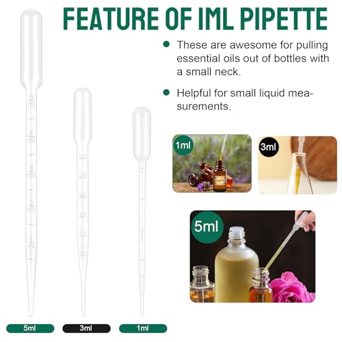 Image of moveland 200Pcs 1ML Dropper Pipettes Plastic for Lab Science, Essential Oil | Strong Suction, Leak-Proof, Clear Graduated Scale, Food-Grade PE, Non-Toxic, Excellent Suction Without Leakage, Disposable