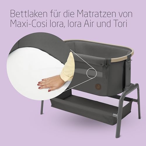 Maxi-Cosi Iora, Spannbettlaken aus 100 % Baumwolle, 2er-Pack, Weiß – Ansicht 2