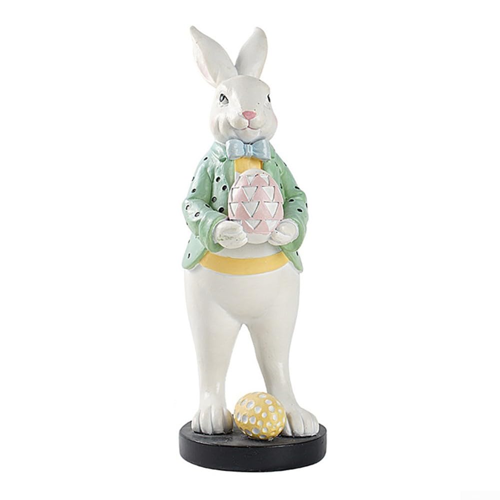 Figuras de conejo de Pascua, decoración del hogar, decoración rústica de resina para jardín, sala de estar, dormitorio, porche