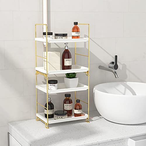 FSyueyun-2-Tier-Makeup-Shelf-Organizer-Kitchen-Spice-Rack-or-Bathroom-Countertop-Organizer-Vanity-Bedroom-Storage-Tray-Gold