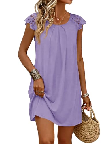 Image of Wenrine Womens Tshirt Nightgown Short Sleeve Soft Sleepwear Casual Sleep Dress with Pockets